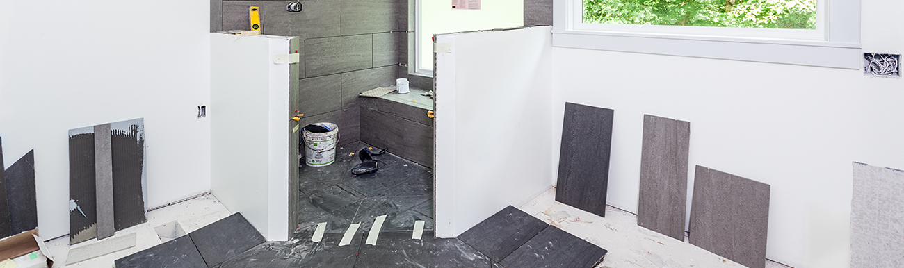 A bathroom being remodeled